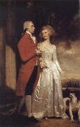 George Romney Sir Christopher and Lady Sykes strolling in the garden at Sledmere oil on canvas